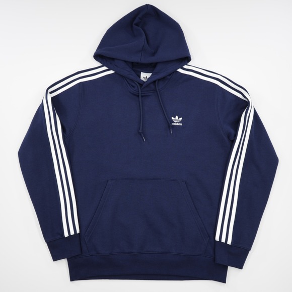 Adidas Originals Men's Kangaroo Pocket Adicolor Classics 3 Stripes Hoodie Navy M - Picture 1 of 11